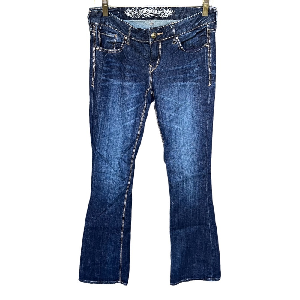 Express Stella Mid Wash Bootcut Low Rise Jeans 2R